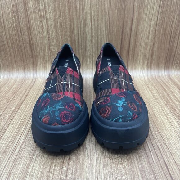 Toms Women's Alpargata Combat Tartan Patchwork Leopard Casual Red Size 8 - Picture 5 of 8